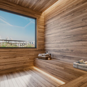 Perspectiva ilustrada da sauna seca