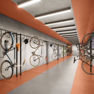 Perspectiva ilustrada do bicicletário