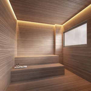 Perspectiva ilustrada da sauna