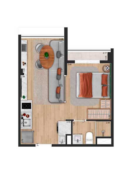 Planta opção - 29m²