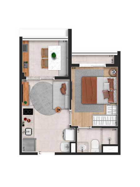 Planta tipo - 29m²