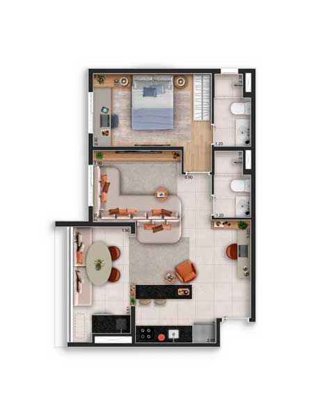 Planta opção - 51m²