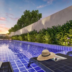Perspectiva artística da piscina